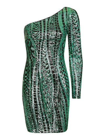 Topshop Sequin One Shoulder Dress