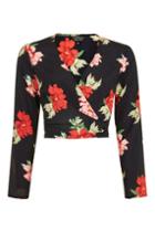 Topshop Tall Red Rose Wrap Top