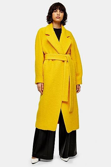 *yellow Wool Blend Boucle Coat By Topshop Boutique