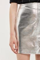 Topshop *metallic Leather Mini Skirt By Boutique