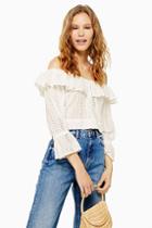 Topshop Tall Ivory Broderie Bardot Top
