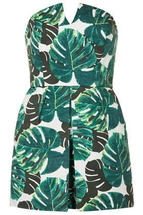 Topshop Palm Bandeau Skort Playsuit