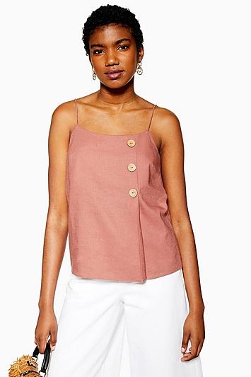 Topshop Pink Button Wrap Cami