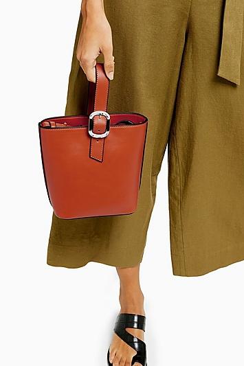 Topshop Tilt Orange Tote Bag With Buckle