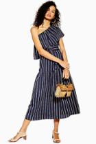 Topshop Sicily Stripe One Shoulder Midi Dress