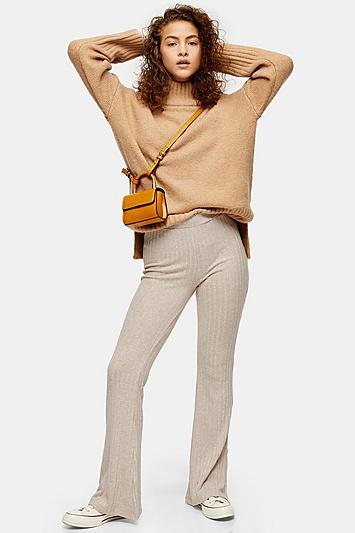 Topshop Variegated Ribbed Flare Trousers