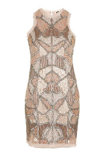 Topshop Embellished Cut Away Shift Dress