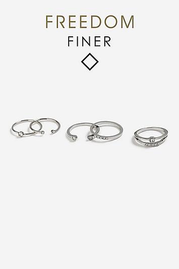Topshop *finer Rhinestone Ring Pack
