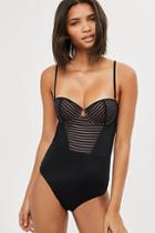 Topshop Sheer Striped Swimsuit