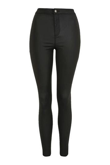 Topshop Tall Black Coated Joni Jean