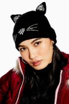 Topshop Cat Embroidered Beanie