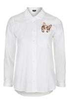 Topshop Petite Cat Embroidered Shirt