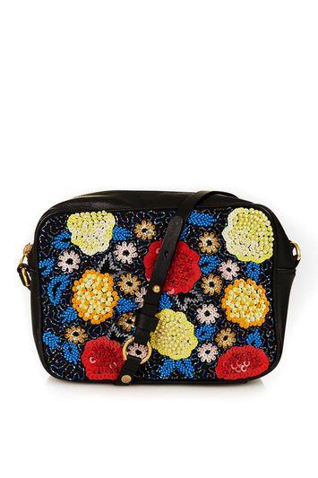 Topshop Leather Sequin Boxy Bag