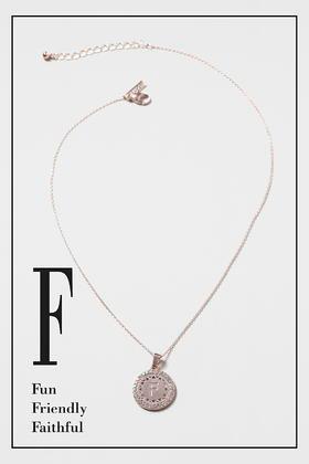 Topshop Circle 'f' Initial Ditsy Necklace