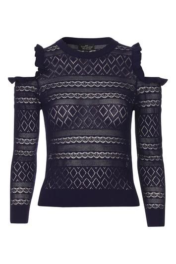Topshop Petite Cold Shoulder Pointelle Knit Jumper