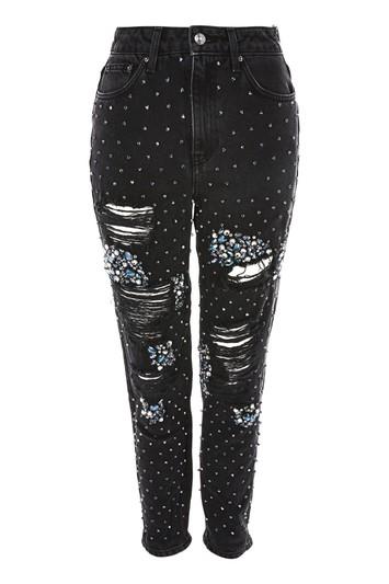 Topshop Limited Edition Moto Gem Super Rip Jeans