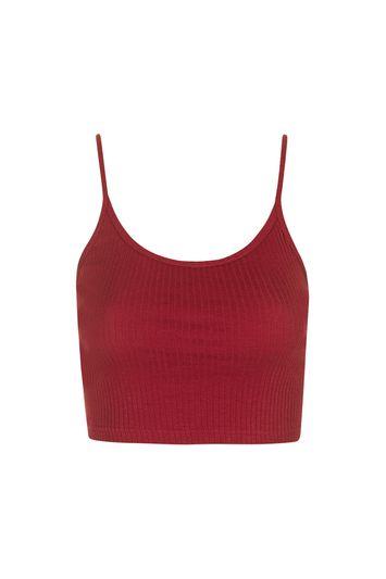 Topshop Petite Cropped Ribbed Cami