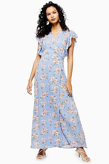 Topshop Floral Print Wrap Maxi Dress