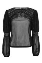 Topshop Embroidered Lace Blouson Sleeve Top