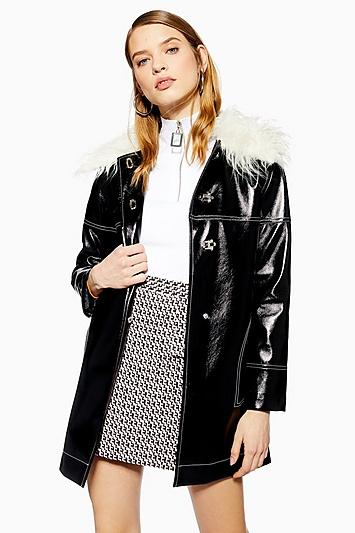 Topshop Vinyl Coat