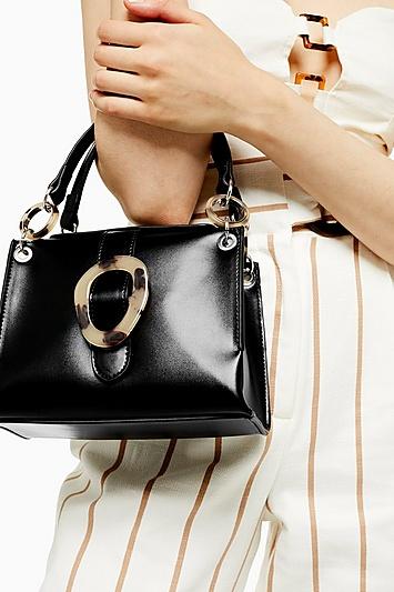 Topshop Storm Black Buckle Shoulder Bag