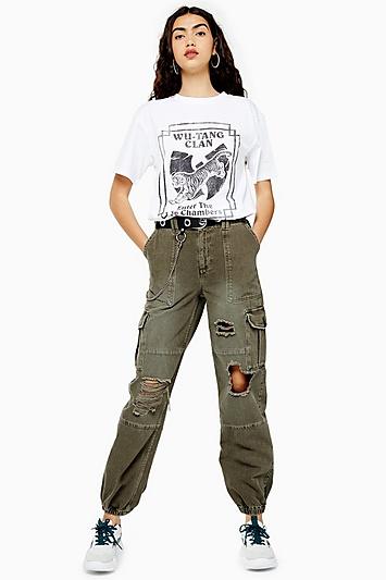 Topshop Distressed Cuff Utility Pants