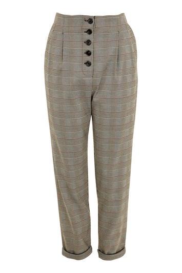 Topshop Checked Button Trousers