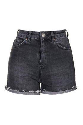 Topshop Moto Black Ecru Girlfriend Shorts