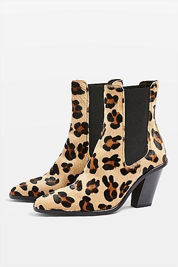 Topshop Morty Leopard Print Ankle Boots