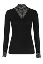 Topshop High Neck Long Sleeve Lace T-shirt By Yas