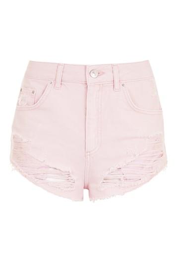 Topshop Moto Pink Mini Denim Shorts