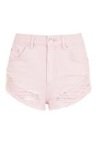 Topshop Moto Pink Mini Denim Shorts