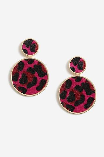 Topshop Leopard Print Circle Drop Earrings