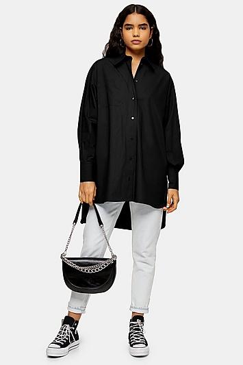 Topshop Black Oversized Poplin Shirt
