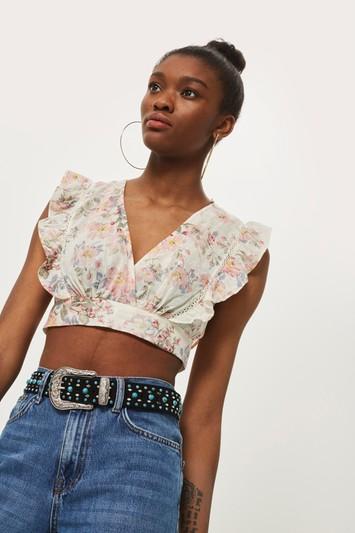 Topshop Floral Plunge Sun Top
