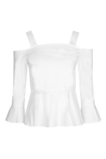 Topshop Poplin Grosgrain Strap Top