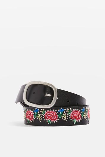 Topshop Floral Embroidered Belt