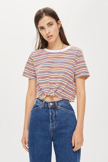 Topshop Petite Stripe Knot T-shirt