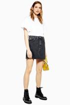 Topshop Washed Black Denim Mini Skirt