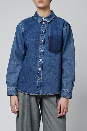 Topshop Pocket Denim Shirt By Boutique