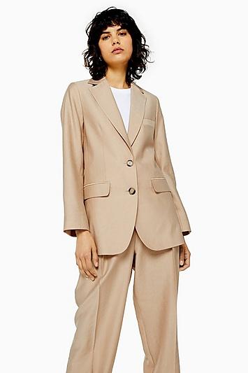 Topshop Sand Single Breasted Blazer