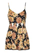 Topshop Petite Floral Cut-out Playsuit