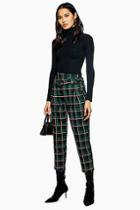 Topshop Petite Textured Check Tapered Trousers