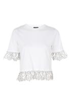 Topshop Petite Lace Ruffle T-shirt
