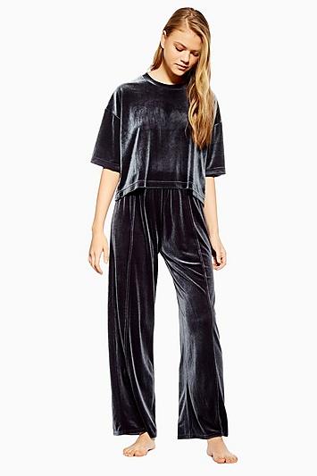 Topshop Velvet Pleated Pyjama Trousers
