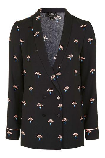 Topshop Petite Fan Print Slouchy Blazer