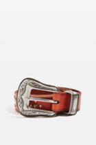 Topshop Slim Leather Western Studded Belt