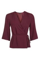 Topshop 3/4 Sleeve Wrap Top
