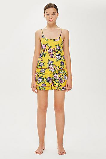 Topshop Yellow Floral Shorts