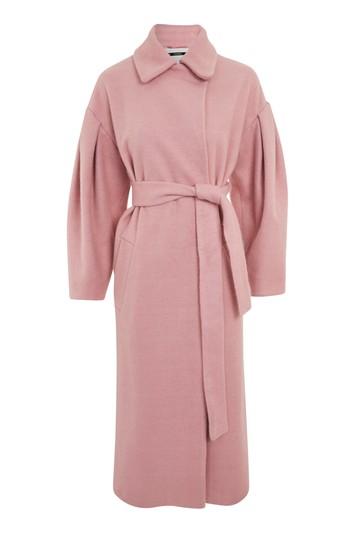 Topshop Mutton Sleeve Belted Coat